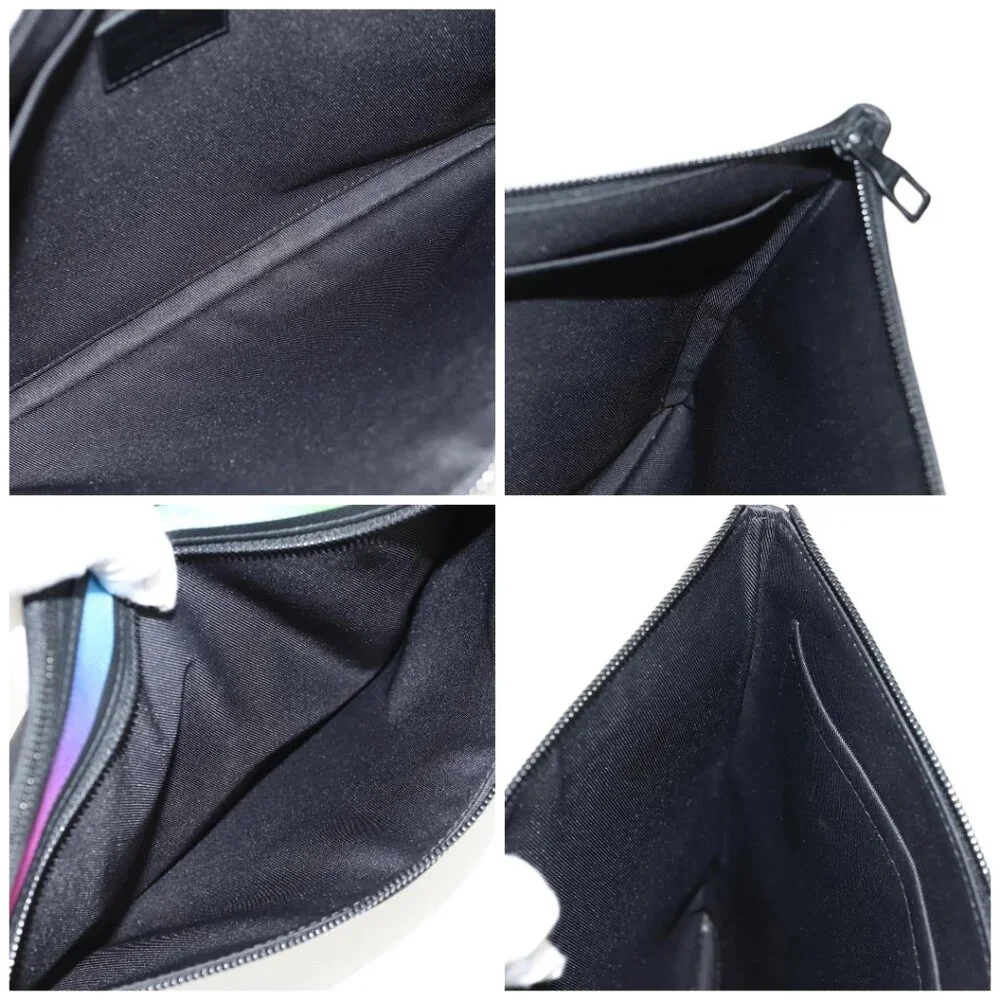 LOUIS VUITTON taiga rainbow Chain Pochette A4 Bag Black M30347 LV Auth 157880M - Picture 15 of 16